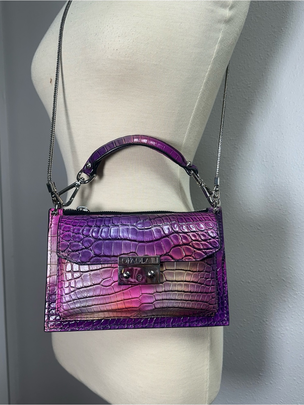 Custom Axis Clutch in genuine alligator
